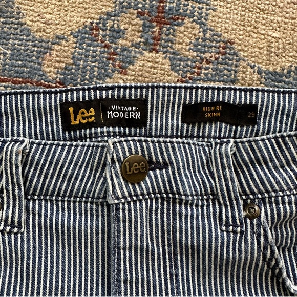 Free People Lee Modern Vintage Skinny Jeans in Railroad Stripe 29 - Picture 4 of 4